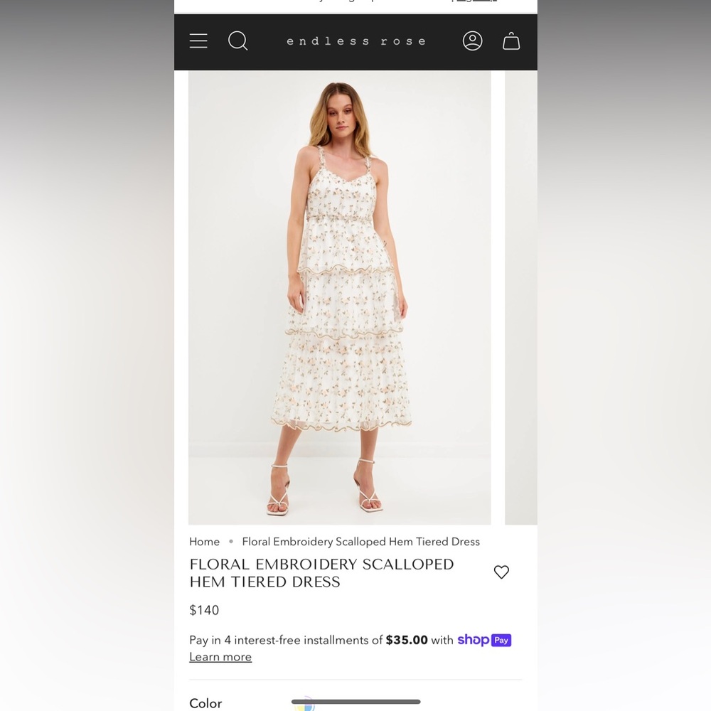 Size L Endless Rose White & Floral Midi Dress